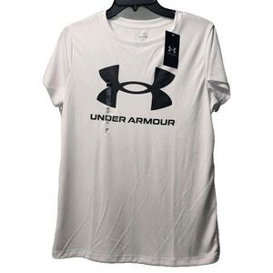 Under Armour Women's Size‎ S Velocity Graphic BL SSC White T-Shirt